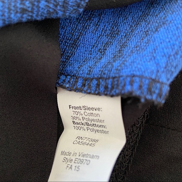 J. CREW BLUE/BLACK COLOUR BLOCKED RAGLAN TOP, MIXED MEDIA, MEDIUM - Picture 10 of 10